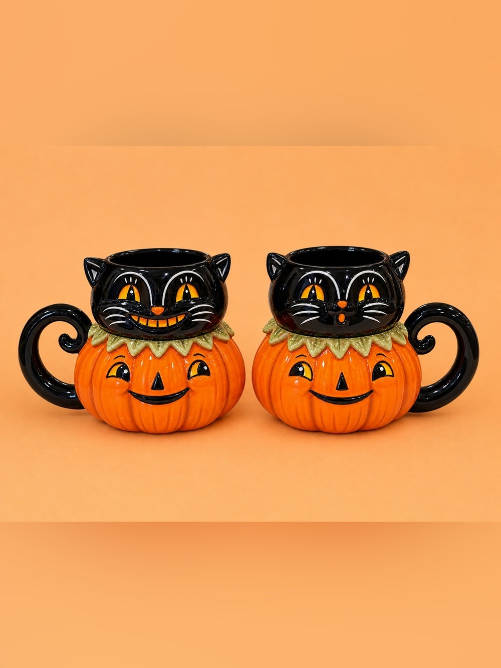 🎃 Brand New Johanna Parker Halloween Mug Set – 2-Piece Collectible Set🐈‍⬛🖤🧡